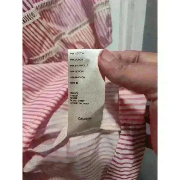 Maeve By Anthropologie Size Small Pink Orange Tunic Top PuffSleeve Tiered Cotton - Picture 5 of 9